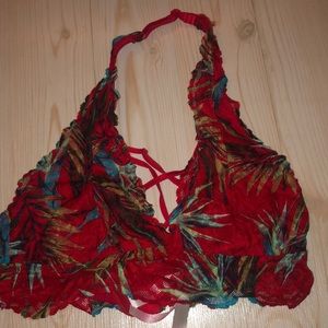 PINK Red lace bralette